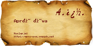 Apró Éva névjegykártya